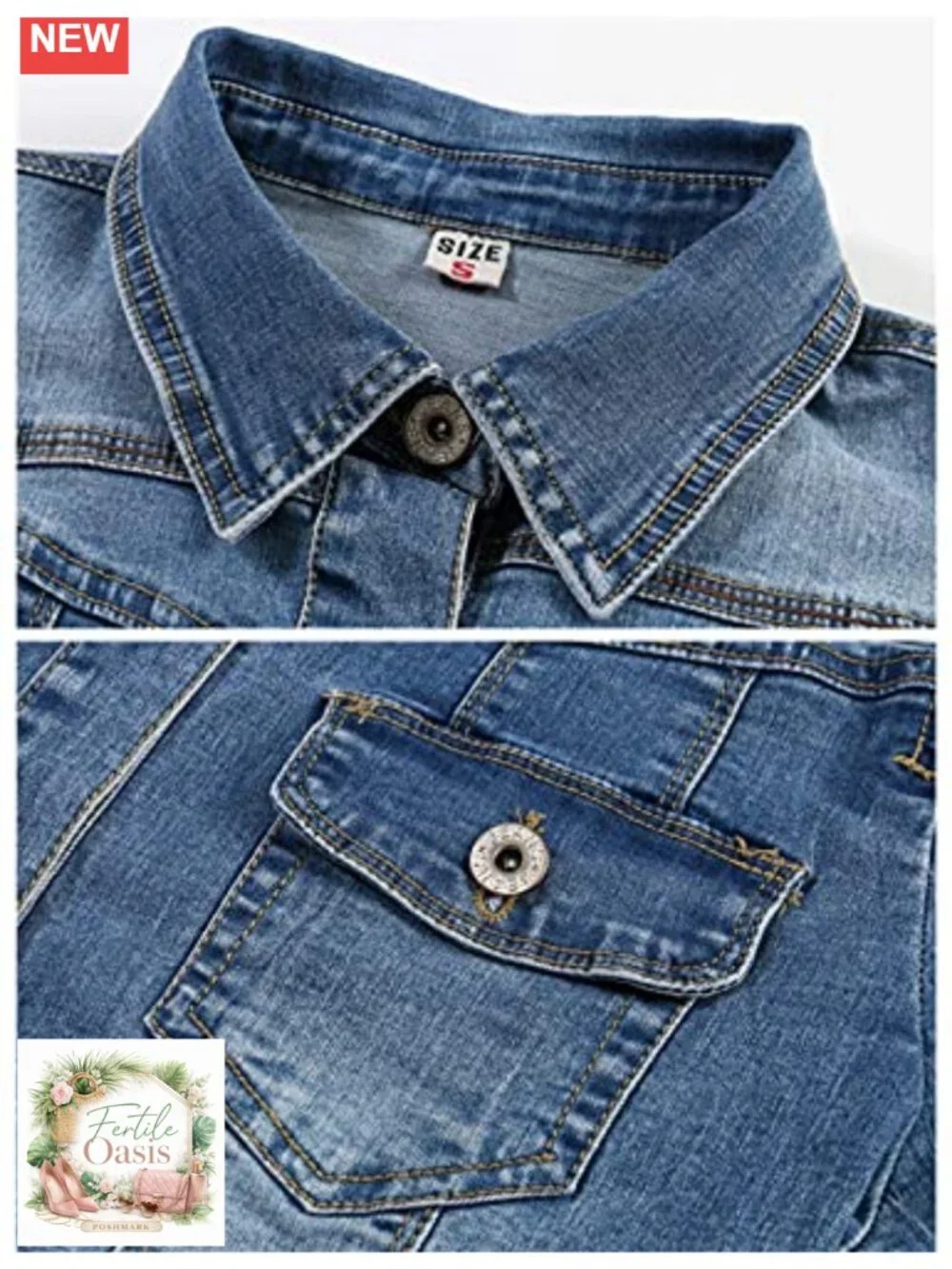 Womens Crop Denim Trucker Jacket Short Sleeve Summer Jean Coat